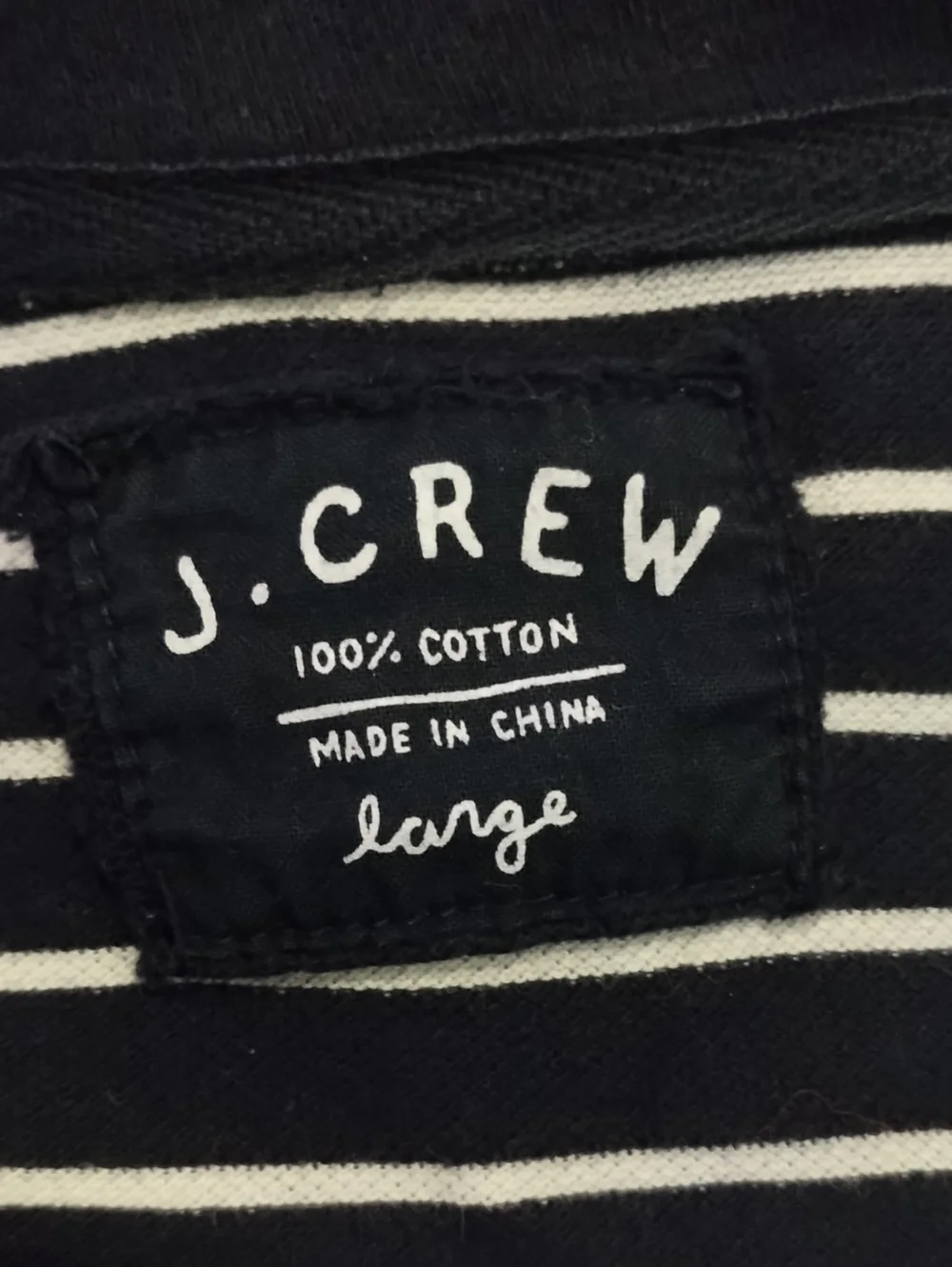 J.Crew Mens L Cotton Navy & White Striped Full-zip Jacket Nautical Preppy Pocket